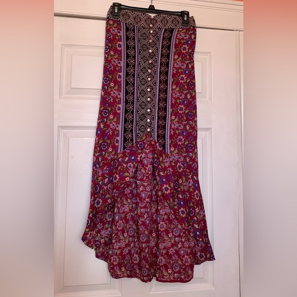 Angie Dresses & Skirts - Angie Magenta Floral High-Low Maxi Skirt